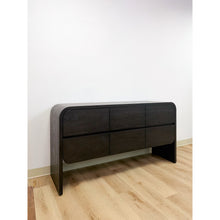 Load image into Gallery viewer, Modern Crate and Barrel "Cortez" Black Six Drawer Dresser Curved With Soft Close
