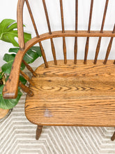 Load image into Gallery viewer, Vintage Oak Spindle Bench
