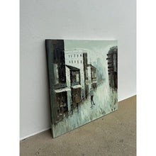 Load image into Gallery viewer, Rainy Cityscape Oil Painting Brutalist Impasto Figurative Street Scene
