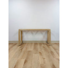 Load image into Gallery viewer, Vintage Console Table Lightwash Pencil Reed Glass Top Coastal Boho MCM Regency
