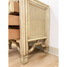 Load image into Gallery viewer, Ficks Reed Faux Bamboo Nightstand Beige Coastal Hollywood Regency Bedside Table
