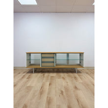 Load image into Gallery viewer, Modern MCM Wood Glass Metal Sideboard Credenza White Natural Frosted Glass
