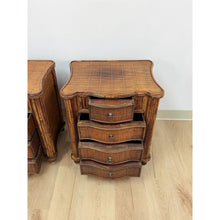 Load image into Gallery viewer, Vintage Nightstands Split Bamboo Reed Four Drawer British Colonial Regency Table
