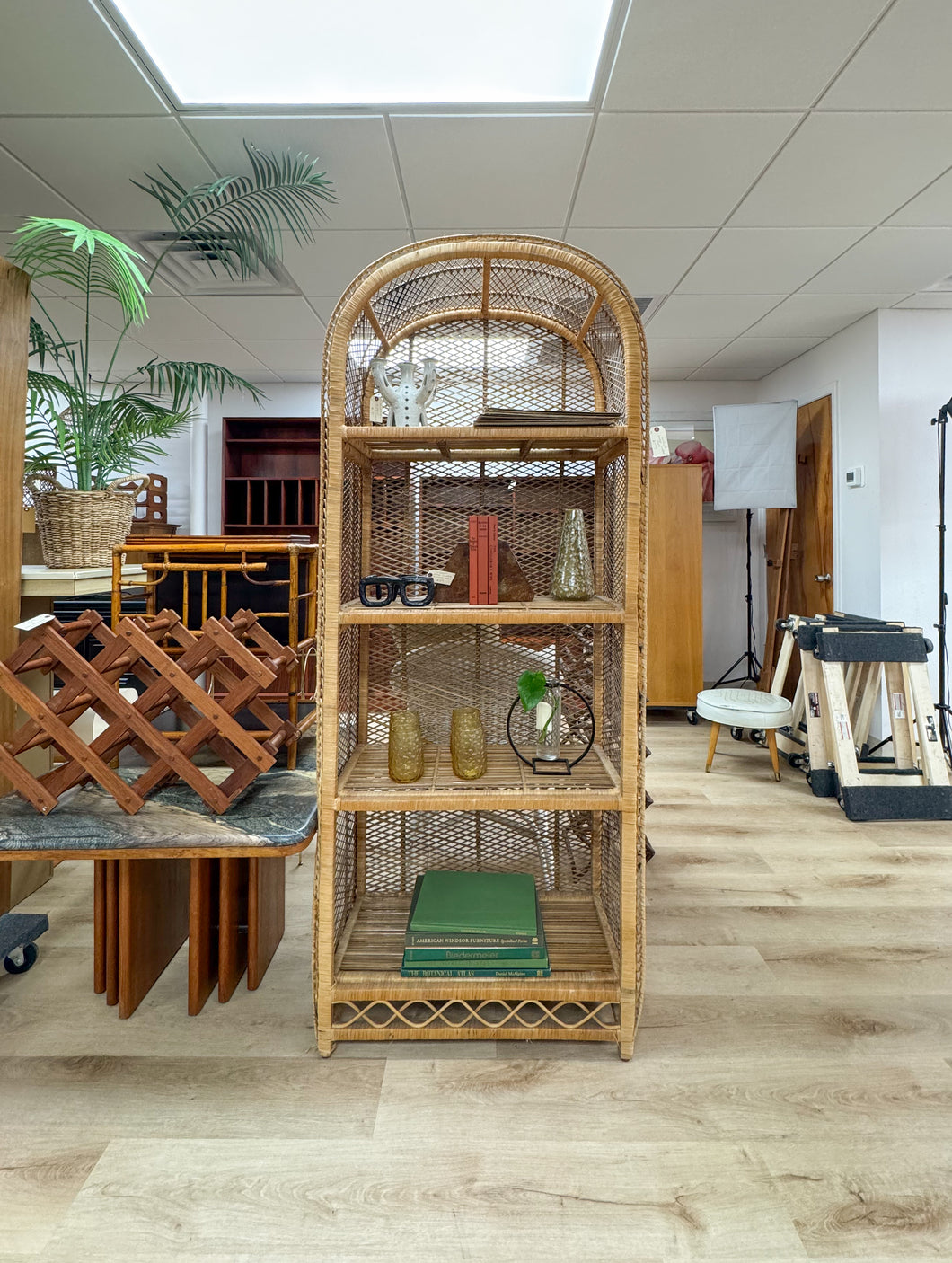 Large Arched Wicker Rattan Shelf
