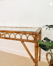 Load image into Gallery viewer, Scalloped Rattan Console Table
