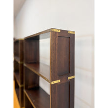 Load image into Gallery viewer, Bombay Company Campaign Style Shelf Pair Brass Trim Vintage Traditional

