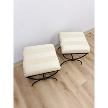 Load image into Gallery viewer, Pair of Swaim Designer Metal and Beige Upholstered Footstools, High Point
