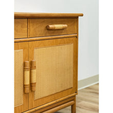 Load image into Gallery viewer, Vintage Coastal Wicker Rattan  Blonde Buffet Natural Wood Two Drawer Cabinet
