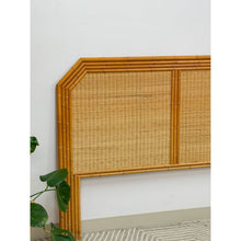 Load image into Gallery viewer, Vintage Bamboo Wicker Queen Headboard Coastal Hollywood Regency MCM
