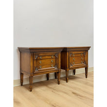 Load image into Gallery viewer, Vintage Nightstands White Furniture Co Traditional Engraved Brass Pair
