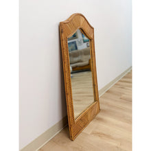 Load image into Gallery viewer, Coastal Pencil Reed Rattan Tall Arched Wall Mirror, Woven Wood Frame
