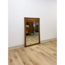 Load image into Gallery viewer, Vintage MCM Walnut Wood Mirror, Bowtie Detail Rectangle Wall Mirror Mid Century
