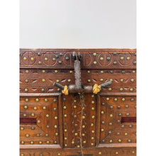 Load image into Gallery viewer, Antique Indian Dowry Chest 19th Century Brass Studs Iron Medieval Style Console
