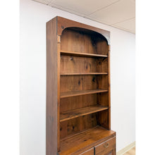 Load image into Gallery viewer, Handmade Pine Walnut Tone Bookcase Desk Drawers Cabinet Antique Style
