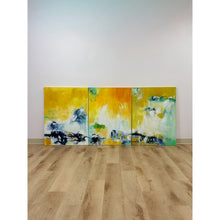 Load image into Gallery viewer, Set of 3 Modern Abstract Paintings Yellow Green Blue Wall Art Acrylic on Canvas
