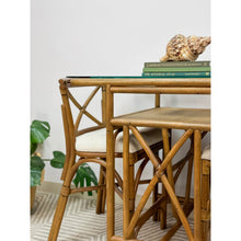 Load image into Gallery viewer, Vintage Rattan Bistro Set Counter Height Bar Stools Table Coastal Honeymoon Set
