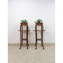 Load image into Gallery viewer, French Provincial Planter Box Stand Side Table Copper Tray Vintage Pair
