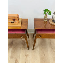 Load image into Gallery viewer, Pair of Vintage Atomic Nightstands Retro Bedside Tables MCM End Tables
