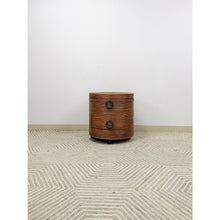 Load image into Gallery viewer, Pencil Reed Ribbed Round Rolling Side Table Drawer Gabriella Crespi Style
