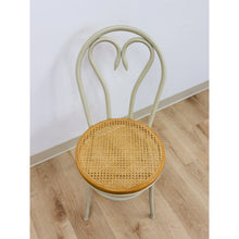 Load image into Gallery viewer, White Metal "Bentwood" Cane Seat Accent Chair Vintage MCM Coastal Boho
