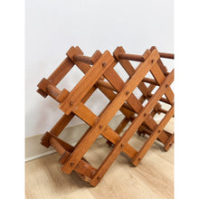 Load image into Gallery viewer, Collapsible Teak Ten Bottle Wine Rack Vintage MCM Danish Modern Bar Piece

