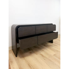 Load image into Gallery viewer, Modern Crate and Barrel "Cortez" Black Six Drawer Dresser Curved With Soft Close
