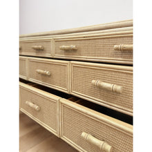 Load image into Gallery viewer, Coastal Ficks Reed Faux Bamboo Woven Nine Drawer Dresser, Wicker

