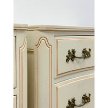 Load image into Gallery viewer, Vintage Pair of Chests French Provincial White 3 Drawer Cabriole Leg Nightstands
