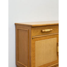 Load image into Gallery viewer, Vintage Coastal Wicker Rattan  Blonde Buffet Natural Wood Two Drawer Cabinet
