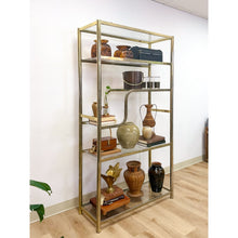 Load image into Gallery viewer, Vintage Milo Baughman Style Brass Tone Etagere Shelf Vintage Hollywood Regency
