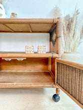 Load image into Gallery viewer, Rattan Rolling Bar Cart
