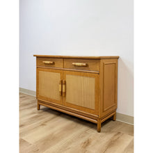 Load image into Gallery viewer, Vintage Coastal Wicker Rattan  Blonde Buffet Natural Wood Two Drawer Cabinet
