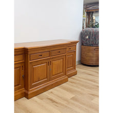 Load image into Gallery viewer, Antique Style Oak Office Credenza with Locking Doors and Finished Back
