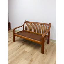 Load image into Gallery viewer, MCM Danish Modern Cognac Color Two Seat Couch Curved Bench Sculptural Seating

