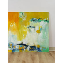 Load image into Gallery viewer, Set of 3 Modern Abstract Paintings Yellow Green Blue Wall Art Acrylic on Canvas
