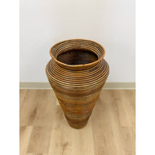 Load image into Gallery viewer, Pencil Reed Rattan Gabriella Crespi Style Tall Vase Vintage Coastal Boho MCM
