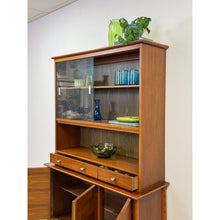 Load image into Gallery viewer, Vintage Hutch by Paine Furniture MCM China Cabinet, Parquet Doors, Glass Sliding
