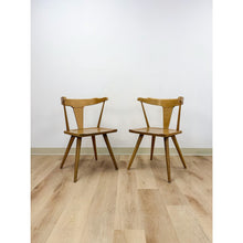 Load image into Gallery viewer, Modern MCM Style Wood Windsor Chair Pair Mortise Tenon Joinery Dining Accent
