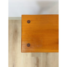 Load image into Gallery viewer, Handmade Rustic Pine Side Table Shelf Dowel Joints Vintage Farmhouse Dated 1930s
