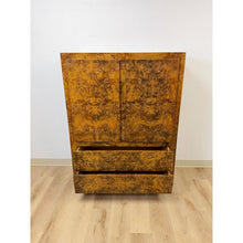 Load image into Gallery viewer, Vintage John Stuart MCM Burlwood Tallboy Armoire, Drawers and Doors, Collectable
