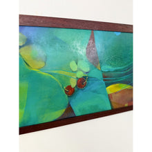 Load image into Gallery viewer, Framed Original Abstract Acrylic Painting Teal Green Still Life Art, Wood frame
