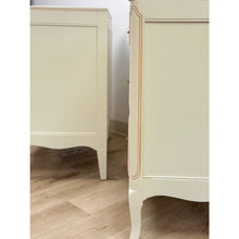Load image into Gallery viewer, Vintage Pair of Chests French Provincial White 3 Drawer Cabriole Leg Nightstands
