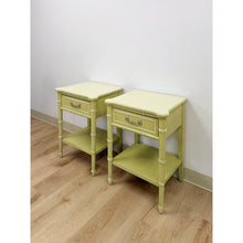 Load image into Gallery viewer, Rare Henry Link Bali Hai Green Faux Bamboo Pair of Nightstands Hollywood Regency
