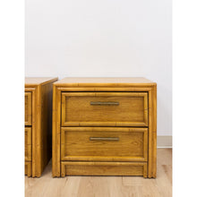 Load image into Gallery viewer, Lea Furniture Faux Bamboo Nightstand Pair Vintage Coastal Hollywood Regency
