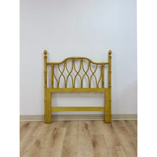 Load image into Gallery viewer, Coastal, Yellow Faux Bamboo, Hollywood Regency, Twin Headboard, Woven Details
