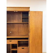 Load image into Gallery viewer, Coastal Boho Faux Bamboo Wicker Rattan Armoire Wardrobe Combo with Foldout Desk
