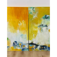 Load image into Gallery viewer, Set of 3 Modern Abstract Paintings Yellow Green Blue Wall Art Acrylic on Canvas
