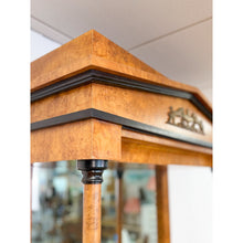 Load image into Gallery viewer, Vintage Faux Burlwood Traditional Entry Console Mirror 4-Drawer Brass Cabinet
