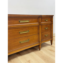 Load image into Gallery viewer, Vintage Dresser Drexel Transitional MCM Nine Drawer Lowboy Brass Handles
