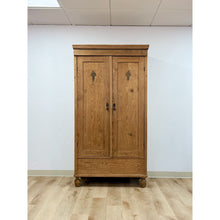 Load image into Gallery viewer, Antique European Pine Wardrobe Two Door Armoire Turned Feet, Natural Wood
